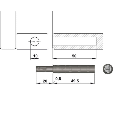 K-Push Hafele magnetico antracita 10x50 mm 356.12.301