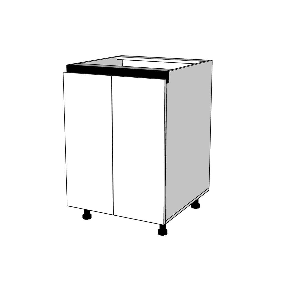 Módulo Gabinete bajo cocina 60 cm doble puerta abatible Alto Brillo perfil Gola Cierre Suave