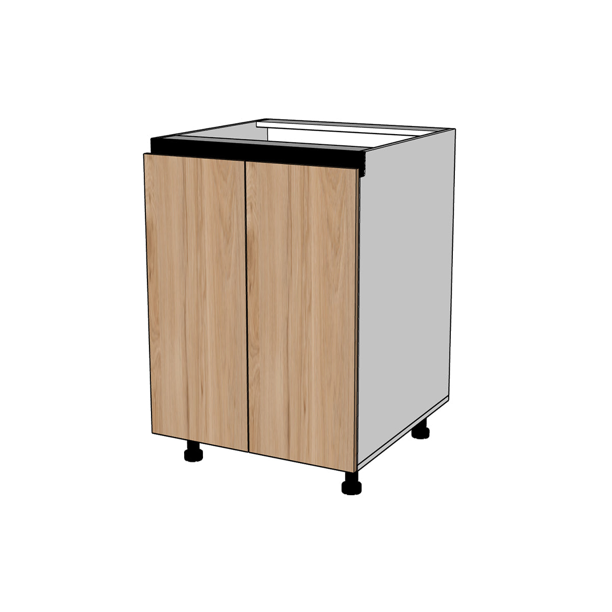 Módulo Gabinete bajo cocina 60 cm doble puerta abatible Textura perfil Gola Cierre Suave
