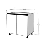 Módulo Gabinete bajo cocina 90 cm doble puerta abatible Alto Brillo perfil Gola Cierre Suave