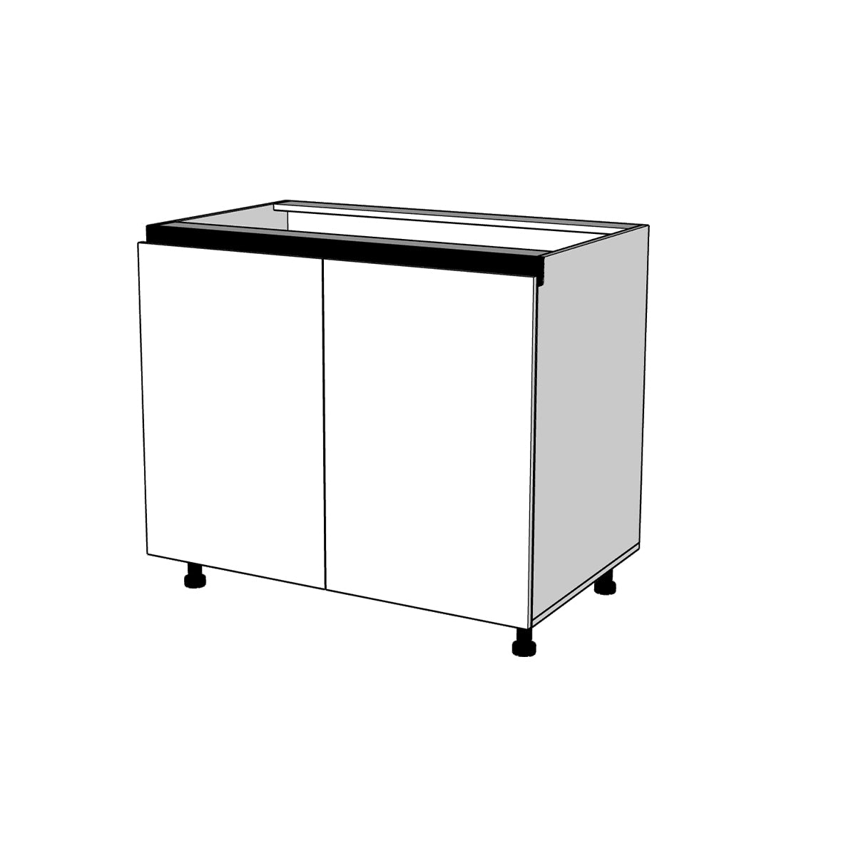Módulo Gabinete bajo cocina 100 cm doble puerta abatible Alto Brillo perfil Gola Cierre Suave