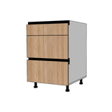 Módulo Gabinete bajo cocina 60 cm Cajón (1 chico + 2 grandes) Textura perfil Gola Metal Box