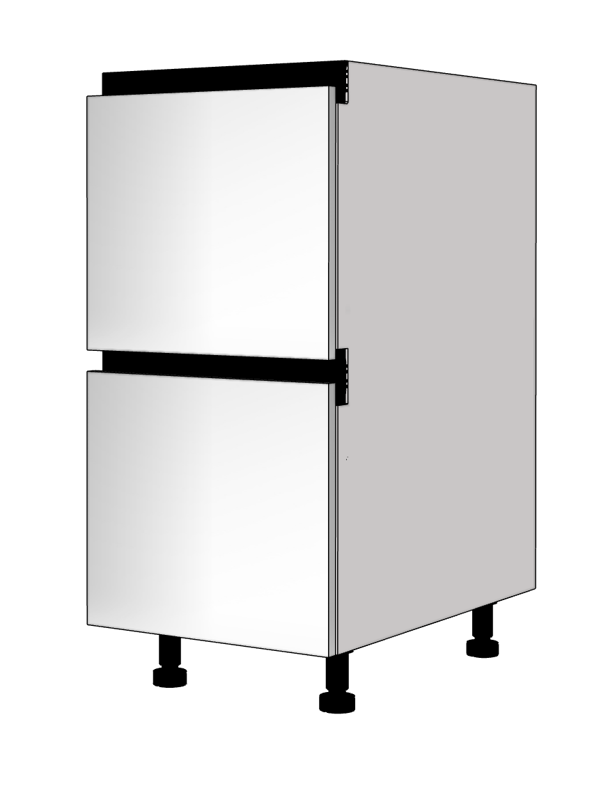 Módulo Gabinete bajo cocina 40 cm Cajón (1 oculto + 2 grandes) Alto Brillo Gola Metal Box
