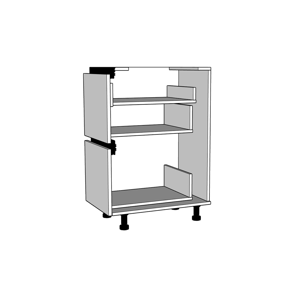 Módulo Gabinete bajo cocina 40 cm Cajón (1 oculto + 2 grandes) Alto Brillo Gola Metal Box