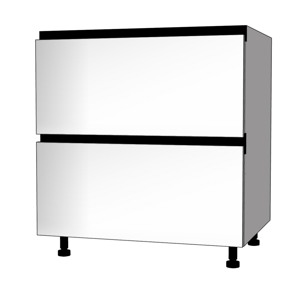Módulo Gabinete bajo cocina 80 cm Cajón (1 oculto + 2 grandes) Alto Brillo Gola Metal Box