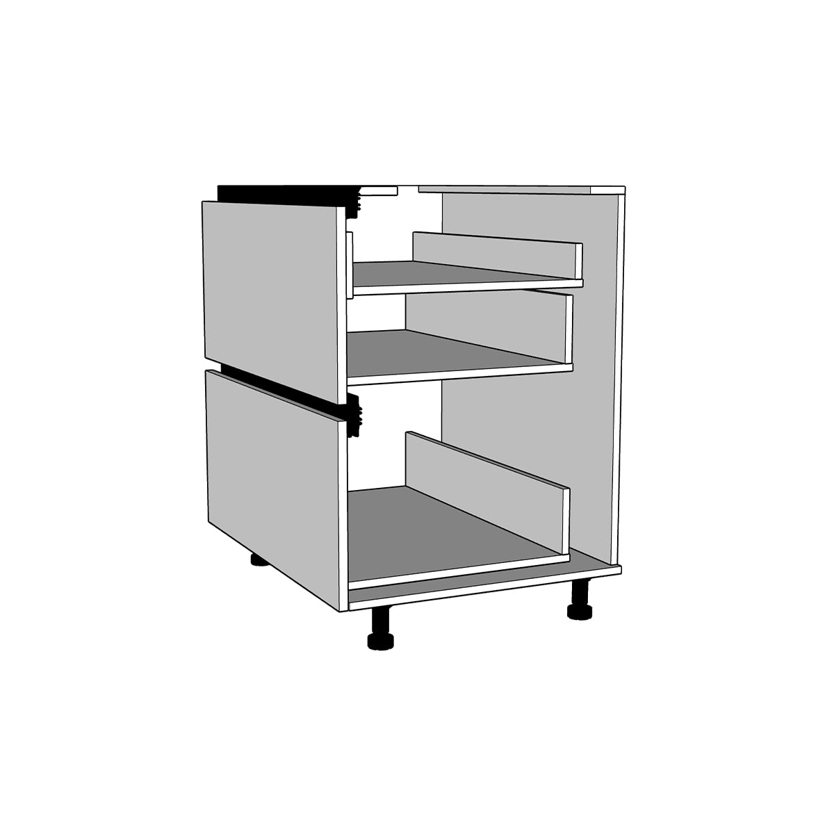 Módulo Gabinete bajo cocina 80 cm Cajón (1 oculto + 2 grandes) Alto Brillo Gola Metal Box