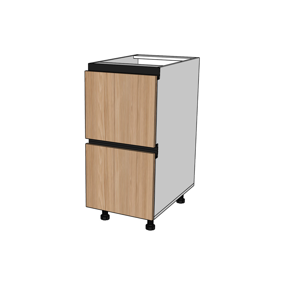 Módulo Gabinete bajo cocina 40 cm 2 Cajones Caceroleros Textura perfil Gola Metal Box