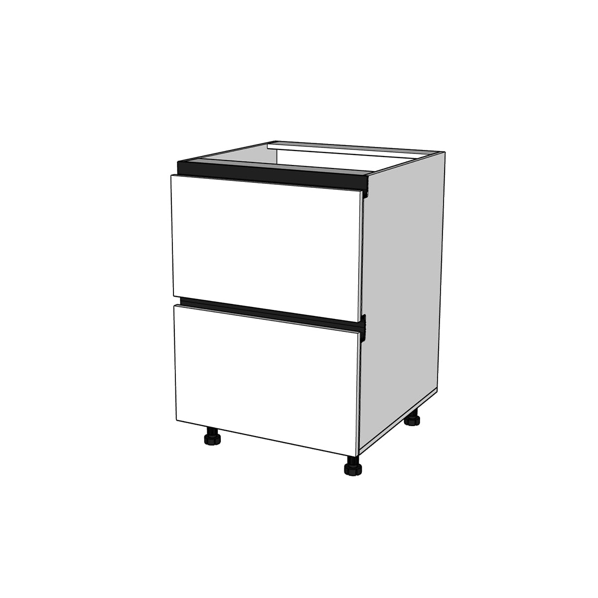 Módulo Gabinete bajo cocina 60 cm 2 Cajones Caceroleros Alto Brillo Gola Metal Box