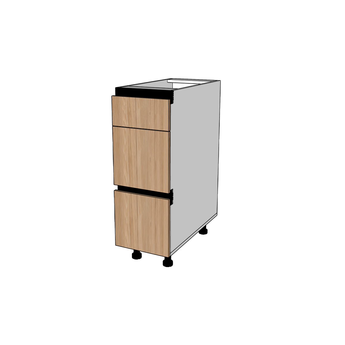 Módulo Gabinete bajo cocina 30 cm Cajón (1 chico + 2 grandes) Textura perfil Gola Metal Box