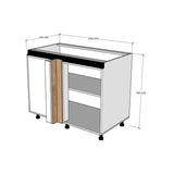 Módulo Gabinete bajo cocina esquinero una puerta abatible Textura perfil Gola Cierre Suave