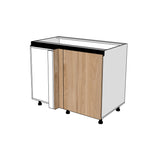 Módulo Gabinete bajo cocina esquinero una puerta abatible Textura perfil Gola Cierre Suave