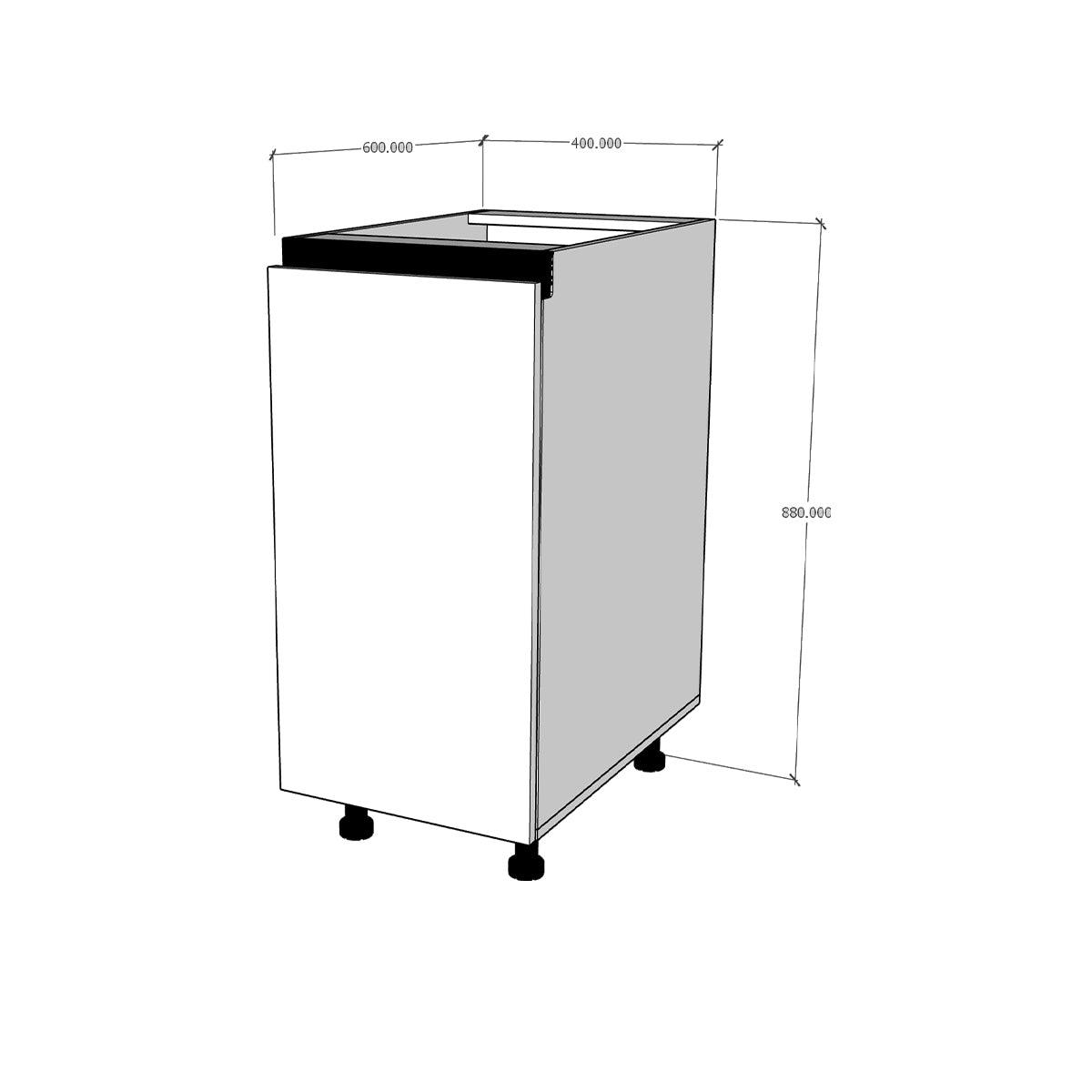 Módulo Gabinete bajo cocina 40 cm Para Bote Basura Extraíble Alto Brillo Gola (No incluye Herraje)
