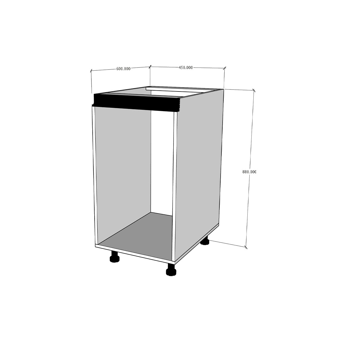Módulo Gabinete bajo cocina 45 cm Para Bote Basura Extraíble Alto Brillo Gola (No incluye Herraje)