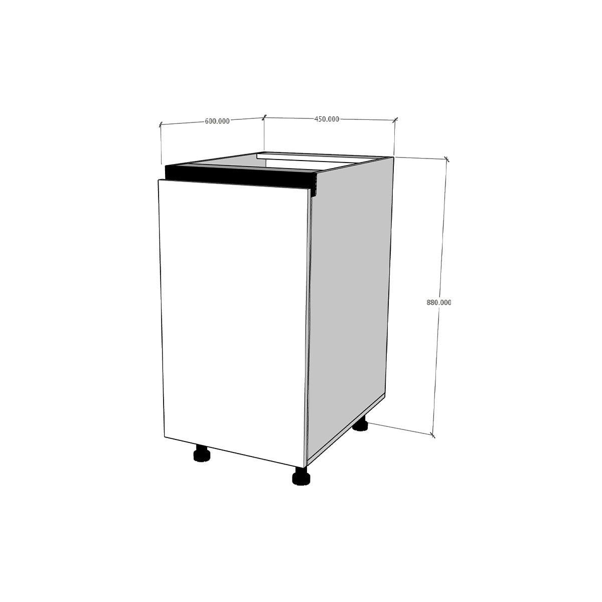 Módulo Gabinete bajo cocina 45 cm Para Bote Basura Extraíble Alto Brillo Gola (No incluye Herraje)