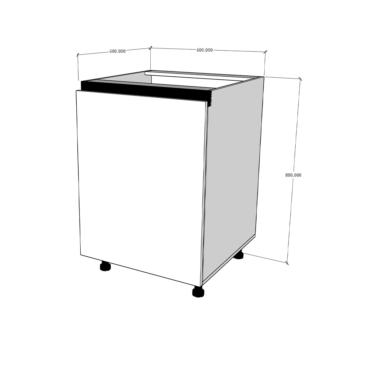 Módulo Gabinete bajo cocina 60 cm Para Bote Basura Extraíble Alto Brillo Gola (No incluye Herraje)