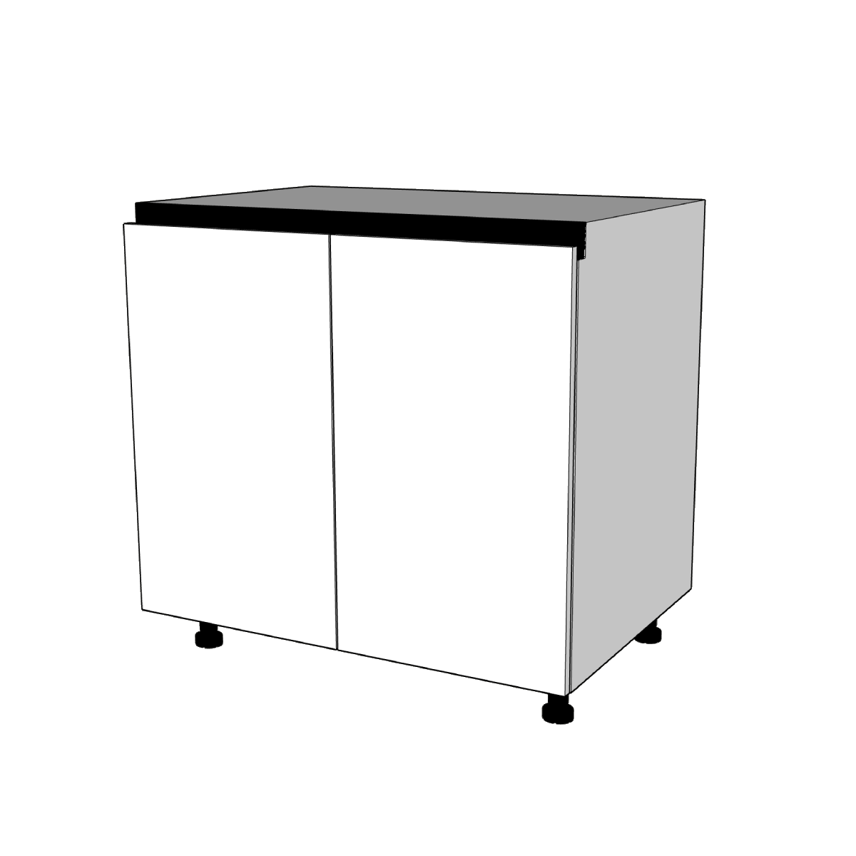 Módulo Gabinete bajo cocina 90 cm doble puerta abatible Alto Brillo perfil Gola Cierre Suave