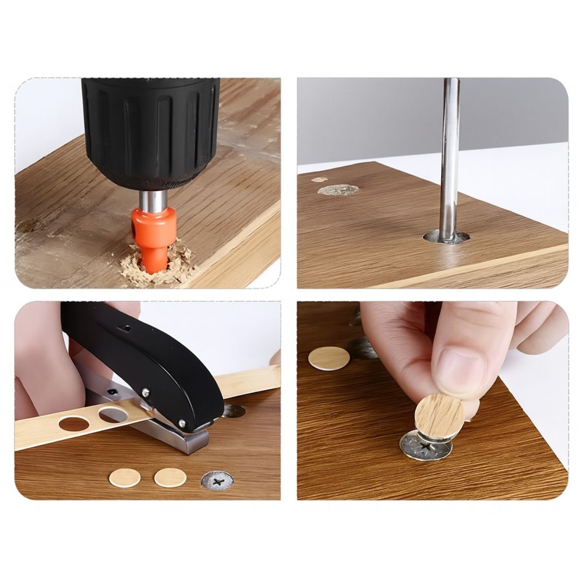 Juego De Perforadora 8Mm Broca Para Carpintería Melamina